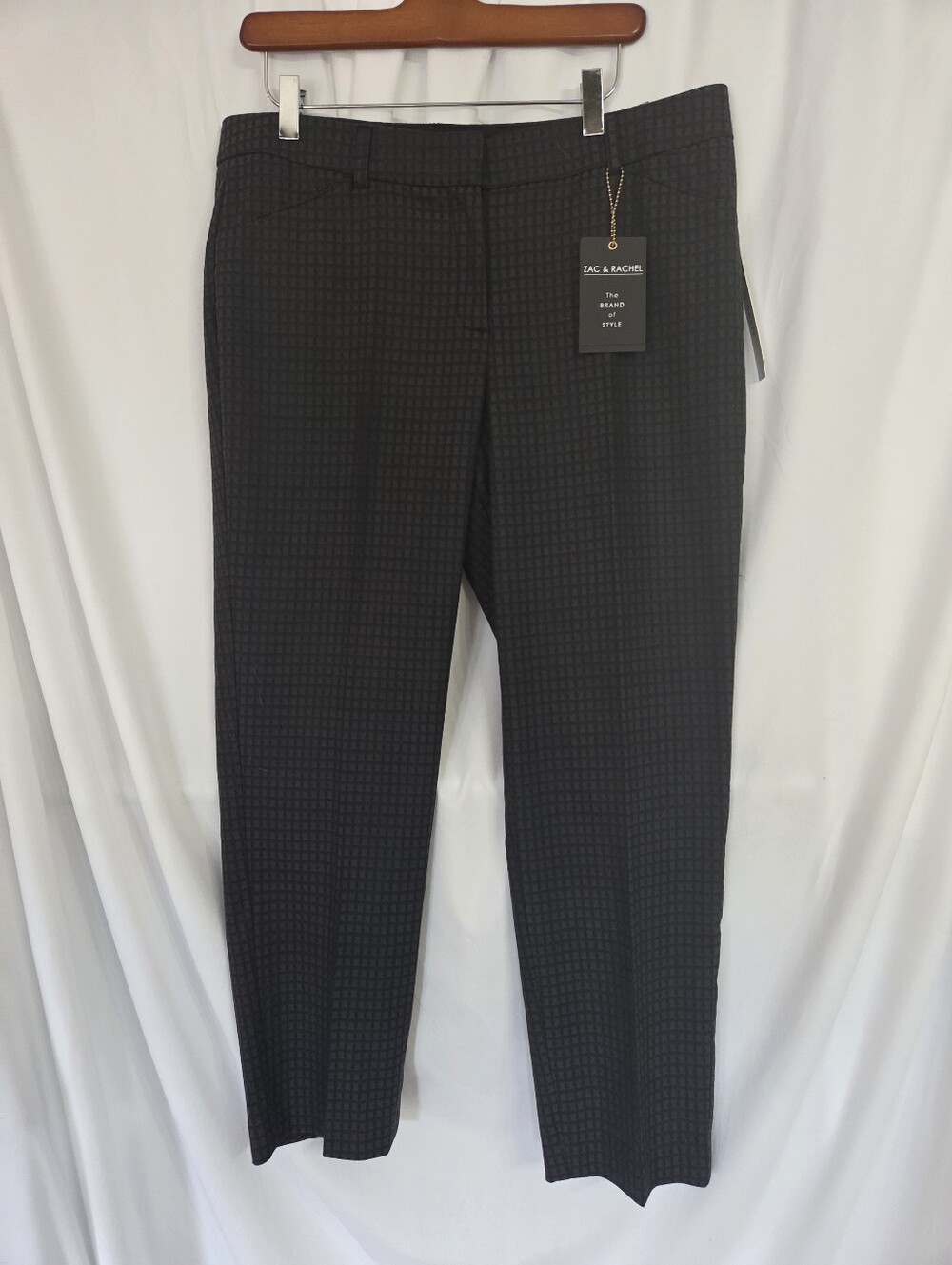 Zac & Rachel NWT Black/Gray Micro-Check Dress Pants Size 12